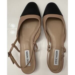 Steve Madden Belinda Leather Slingback Flats In Beige/Black Colorway Size 8.5